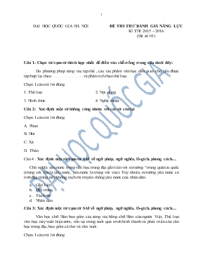 Đề thi thử đánh giá năng lực kì thi 2015  2016 (đề số 01)